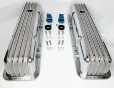 Polished Aluminum Finned Tall Valve Covers for SBC Small Block Chevy 350