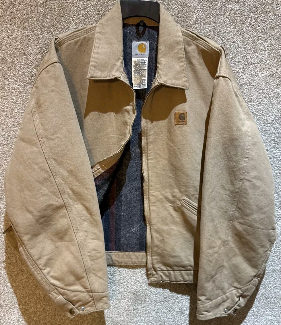 Carhartt J204 Men's XL Detroit Jacket Washed Duck Blanket Lined Saddle