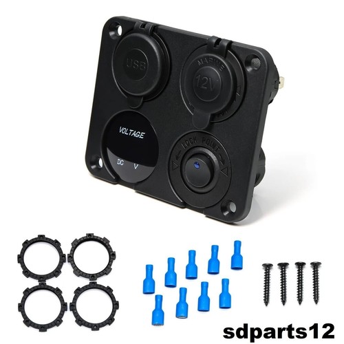 Panneau Commutation Chargeur De Voiture 4 En 1 Double USB Prise Allume Cigare - Imagen 1 de 14