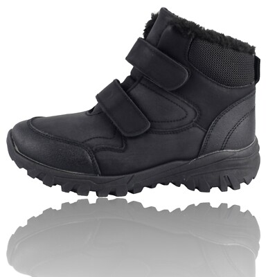 Kinder Winterstiefel Stiefeletten Boots Klettverschluss Stiefel Schwarz 31 32
