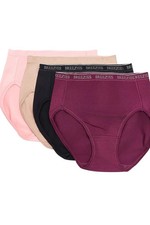 Breezies Women's 4-Pack Nylon Microfiber Full Brief Panty BlkBerry