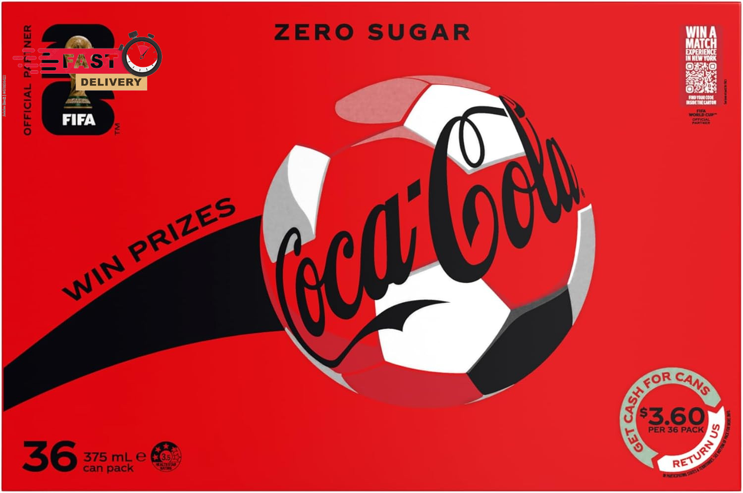 Coca-Cola Zero Sugar Soft Drink Multipack Cans 36 X 375Ml — image 4