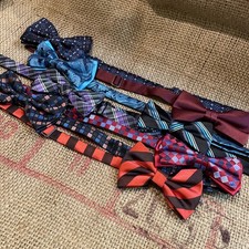 Adjustable Bowtie Lot Of 8 Bow Tie Pre tied Clip On Floral Blue Black Stripes
