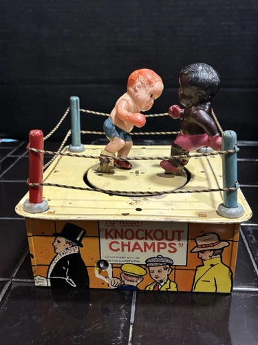 Vintage Marx Knockout Champs Windup Tin Litho Working