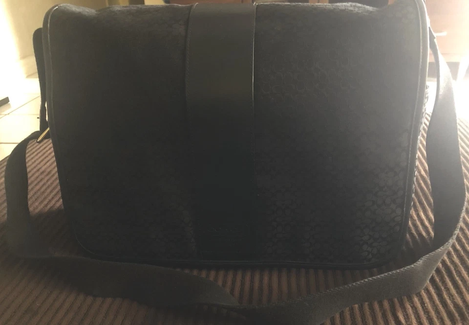 Bolso Mensajero Coach Vintage Firma Jacquard Hudson Commuter F77004 Laptop Foto 2 de 4