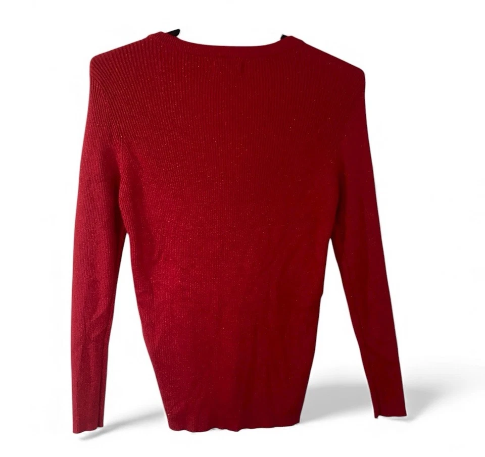 Женский пуловер Nine West свитер размер XL красный металлик рождественский зимний удобный - Изображение 2 из 4