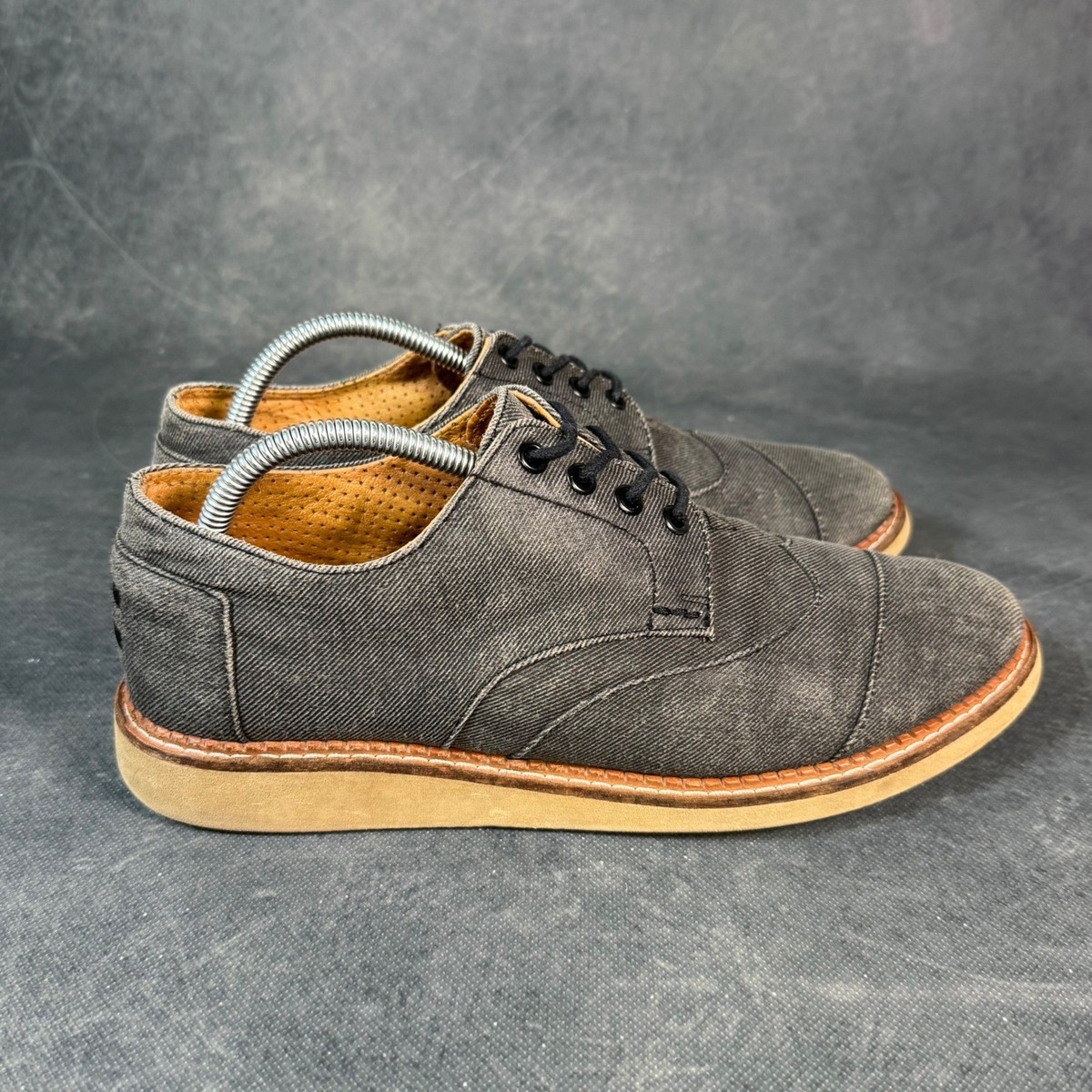 TOMS Men's Denim Brogue Wingtip Oxford Dress Casual Shoes View 4