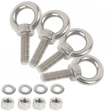 Stainless Steel Eye Bolts, 4 Pack M10 Shoulder Eye Bolt 1.2" Heavy Duty EyeBo...
