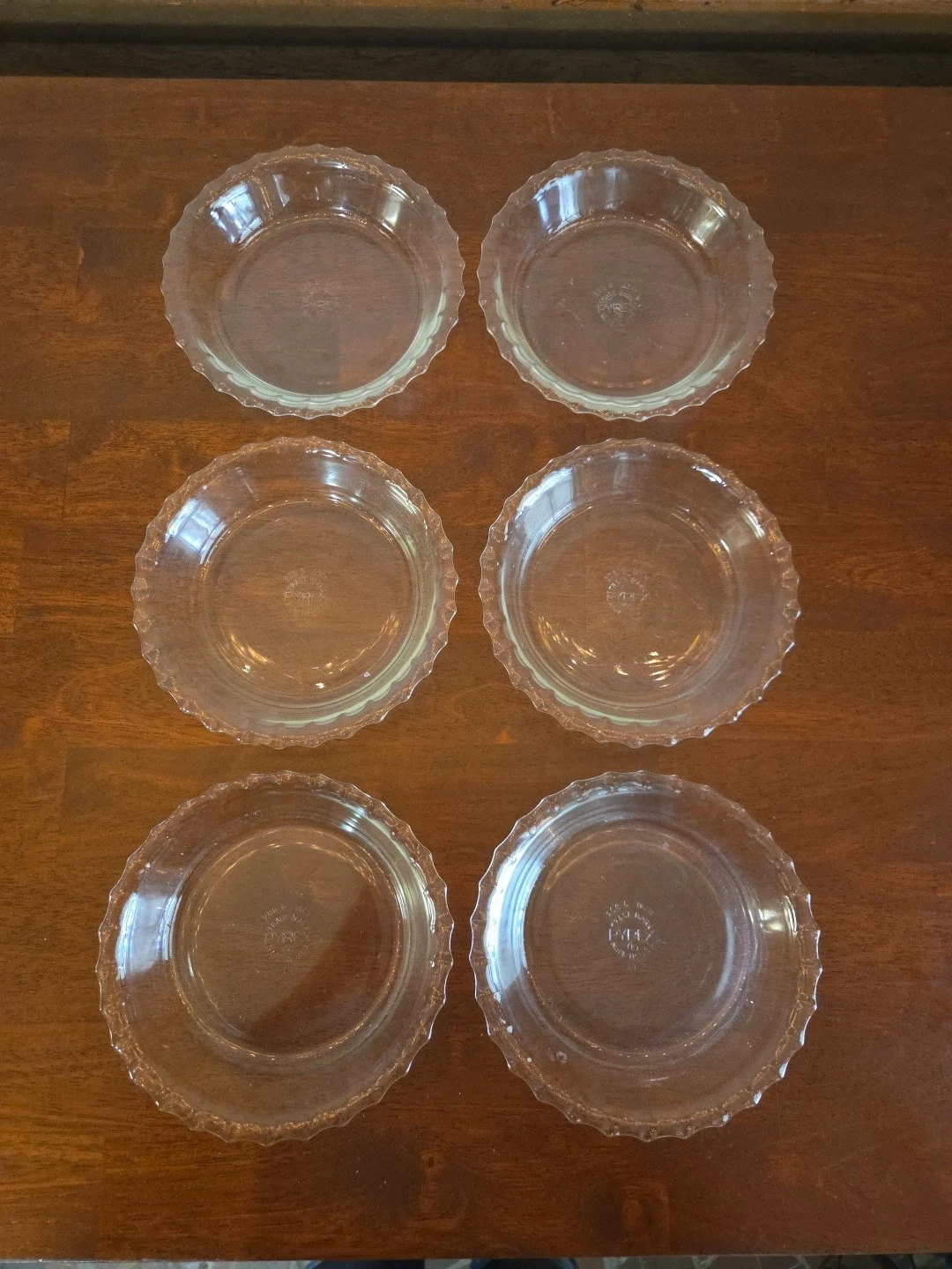 Lot of 6 Vintage 6" Pyrex 206 Fluted Edge Glass Pie Tart Plates