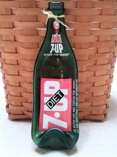 DIET 7UP, SEVEN-UP; ACL SODA BOTTLE; (SLUMPED) UPCYCLED; 16 OZ BOTTLE;