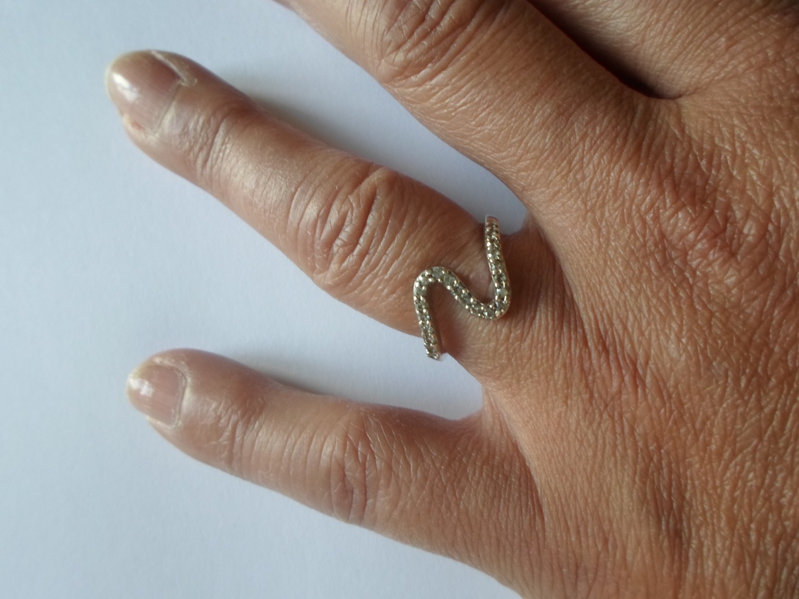 solid silver ring, zirconium paved wave, size 56 - image 5