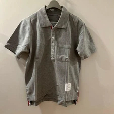 THOM BROWNE Polo Shirt Gray Men's Size S Short Sleeve Vintage Style