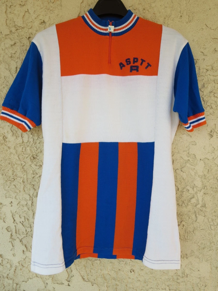 Maillot Cycliste Vintage Polverini Taille L - Homme - Orange/Bleu - Demi-manches
