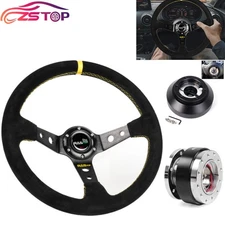 14in Steering Wheel+Quick Release+Hub Adapter E30H For BMW M3 M5 318I 325 528e