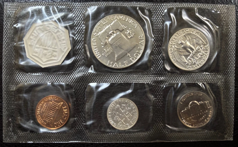 1959 US Mint Proof Set 5 Coins in Cello Flat Pack w/ Envelope 90% Silver (#1007) - Image 4 of 4