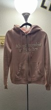 Abercrombie Fitch Soft A F Pink Full Zip Hooded Hoodie Womens M Logo