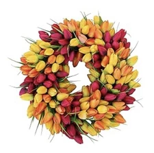 19” Spring / Summer Gorgeous Tulip Door Wreath Artificial Silk Flower Tulips