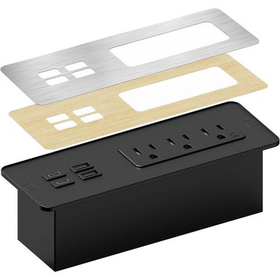 Electriduct In-Desk Flush Mount Power Strip - 3 AC Outlets + 2 USB-A + 2 x USB-C