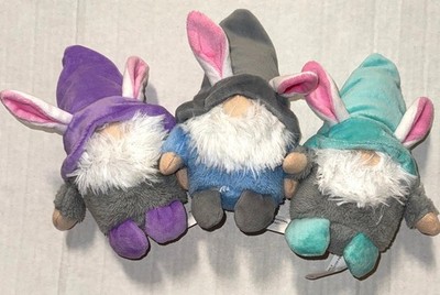 GREENBRIER set of 3 plush GNOMES multi colored 8 inches