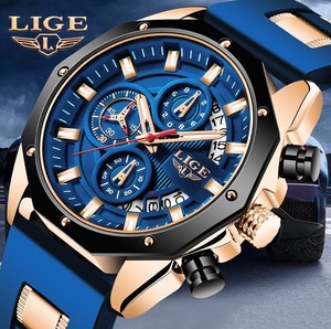 LIGE Montres de luxe pour hommes Quartz Date lumineuse 3ATM Montre Casual imperméable