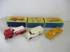 Matchbox Lesney Regular Wheels #29 Pumper, #14 Lomas, #20 Chevy Taxi, boxed