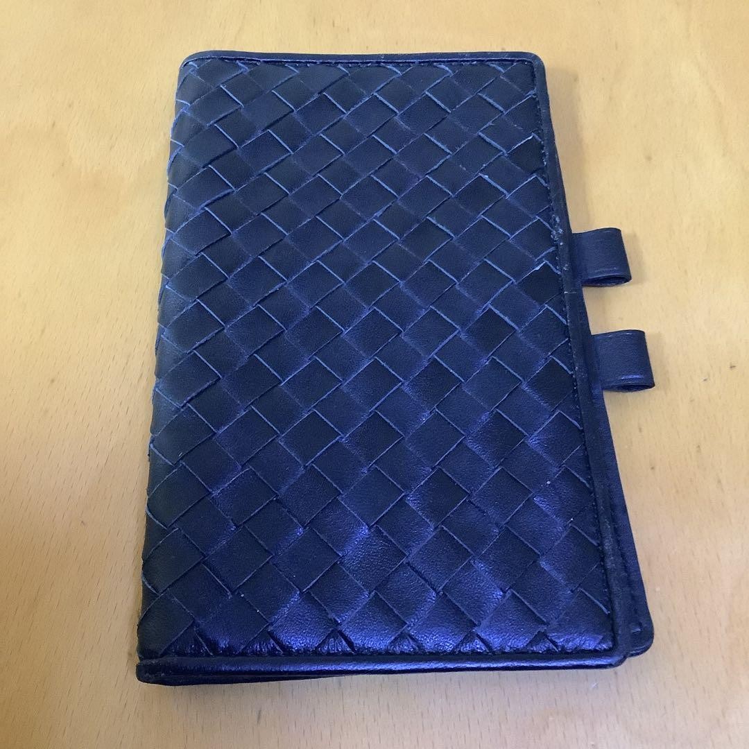 BOTTEGA VENETA Intrecciato Notebook Cover Black Leather Height 17cm Width 10.5cm