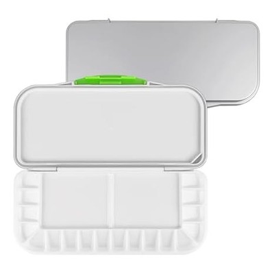 Compact White Folding Paint Palette with Lid - 10.63''x5.12'' for Oil & Watercolor