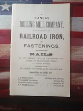 ~1878 Vintage Print Ad KANSAS ROLLING MILL COMPANY Rosedale KS railroad Iron