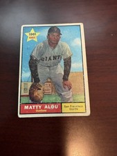 1961 Topps #327 Matty Alou Rookie Card. Poor/Filler. rookie card picture