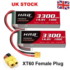 2x HRB 4S 14.8V 3300mAh 100C XT60 LiPo Battery for RC Airplane Drone Truck Car