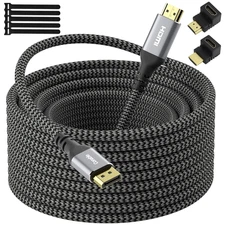 4K Displayport to HDMI Cable - 20FT, High Speed Active, Supports 4K@60Hz, 2K@120