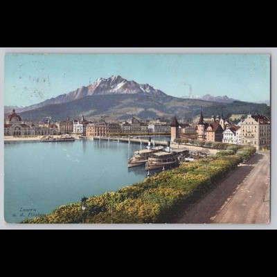 Postcard Lucerne Switzerland Pilatus View 1909