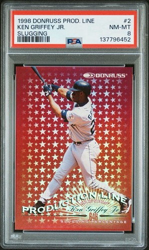1998  Donruss - Production Line Slugging Percentage #2 Ken Griffey Jr /646 PSA 8