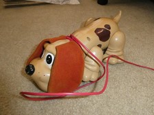 Vintage 1986 Tonka Plastic Brown Pound Puppies Dog Pull Toy