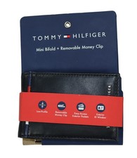 Tommy Hilfiger RFID Blocking Bi-Fold Leather Wallet  Removable Money Clip NWT