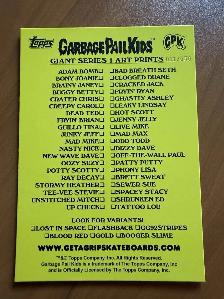 Garbage Pail Kids GPK GIANT 5x7 Art Prints Series 1 LIVE MIKE GOLD FOIL 11/50 - Image 3 of 4