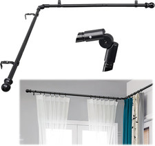 Bay Window Curtain Poles, Corner Curtain Rods for Windows 76-345 Cm, 2.5 Cm Diam