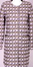 ST.JOHN Women's Knit Purple White Beige Black Topper Long Jacket Sz 6