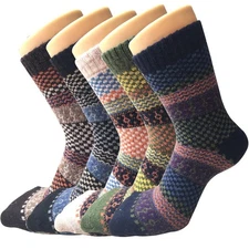Pack of 5 Womens Thick Knit Warm Casual Wool Crew Winter Socks, Size 5 to 10 ...