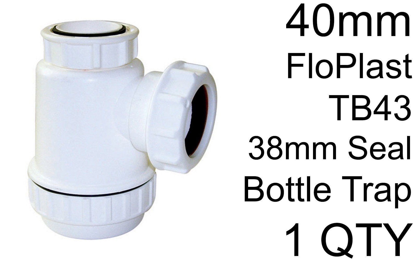 40mm FloPlast TB43 Bottle Trap 38mm Seal Water Flow Quick Easy Installation