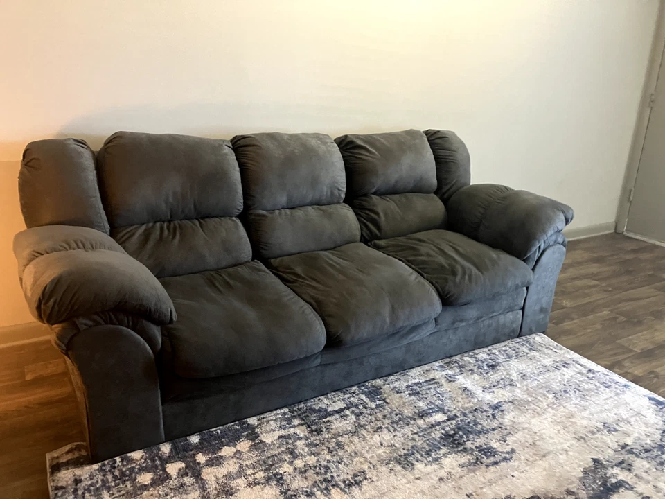 Sofá sofá moderno "gris 96"" - caja abierta, cómodo, tela, estilo mediados de siglo" Foto 3 de 4