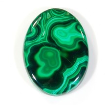 74 Cts. 36x27x6mm 100% Natural Diseñador Verde Malaquita Cabina Ovalada Piedras Preciosas BO=203