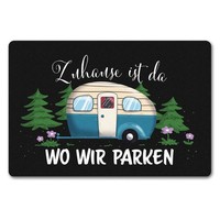 Zuhause Ist Da, Wo Wir Parken Schwarze FußMatte In 40X60 Cm Ohne Rand Mit