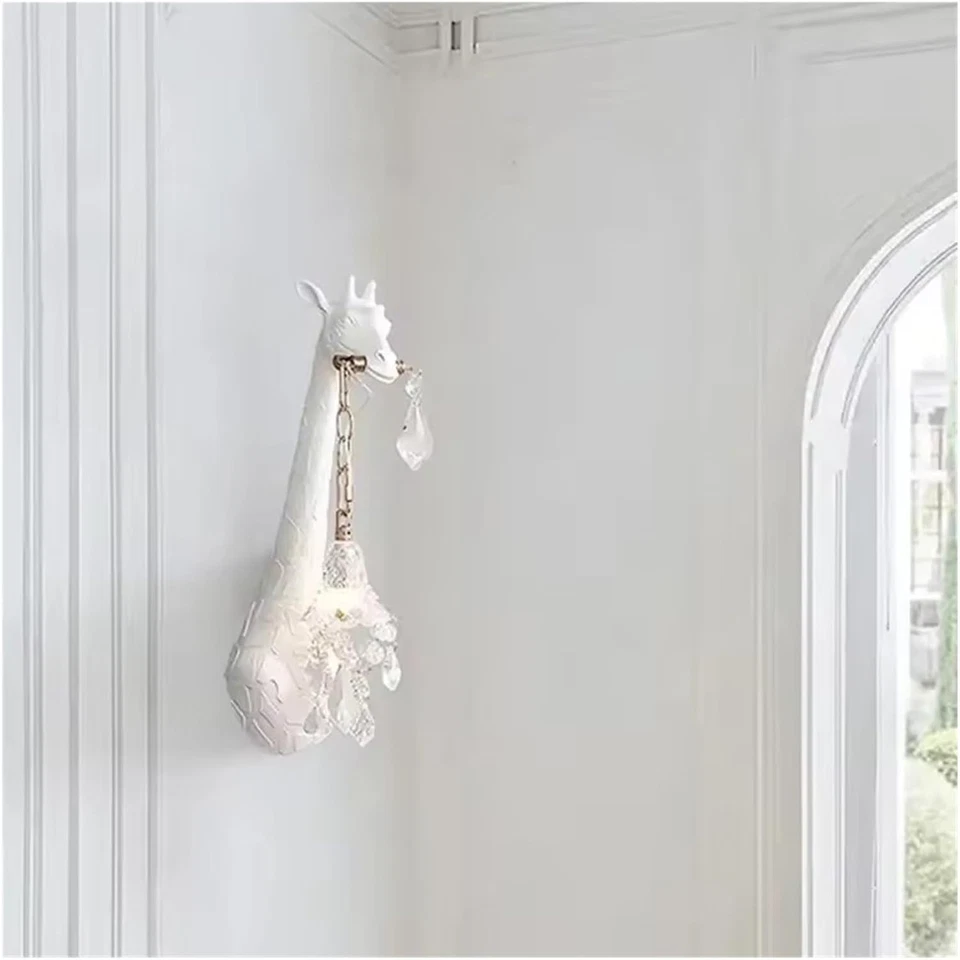 Lámpara de pared LED jirafa de resina de diseño nórdico dormitorio cabecera iluminación pasillo Li Foto 4 de 4