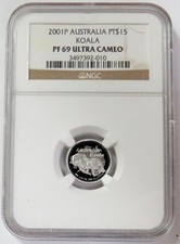 2001 P PLATINUM 407 MINTED AUSTRALIA $15 KOALA 1/10oz NGC PF 69 ULTRA CAMEO 4015.00 per troy oz