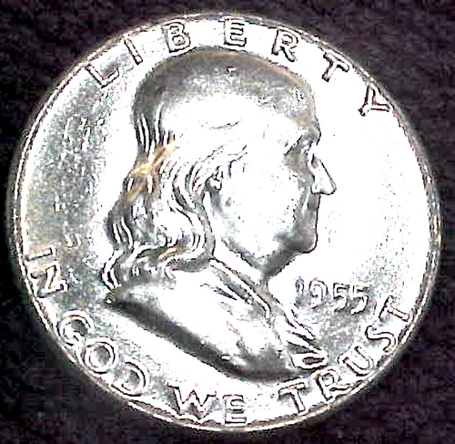 1955 FRANKLIN HALF DOLLAR......ORIGINA BU......MIN. BID .01 & NO RESERVE!