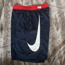 Nike Dri-Fit Men's Athletic Basketball Shorts Red Navy Blue White L Colorblock