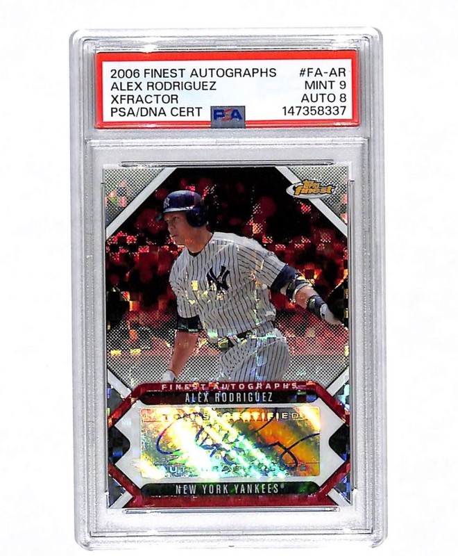 2006 Topps Finest Alex Rodriguez 17/25 Auto Xfractor Card PSA 9 Yankees