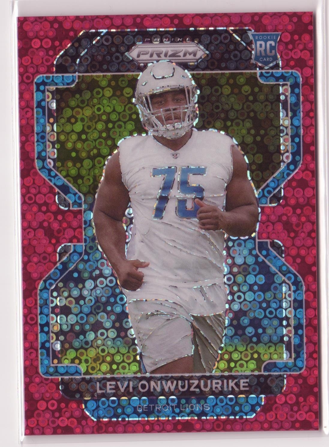 2021 Panini Prizm Levi Onwuzurike #423 No Huddle Red 50/50 RC Lions