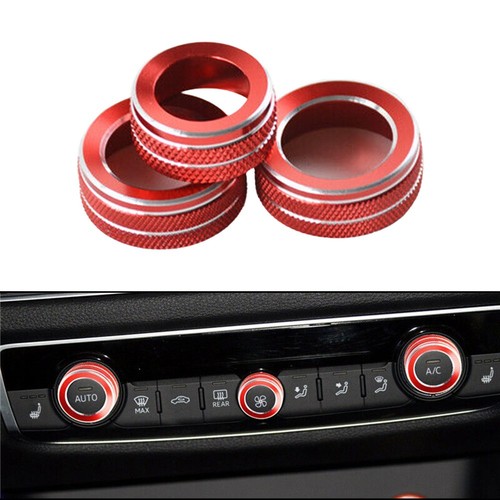 Auto Klimaanlage Rote Aluminium Circle Volume Knob Trim für A3 8V S3 2014 2019 - Picture 3 of 8